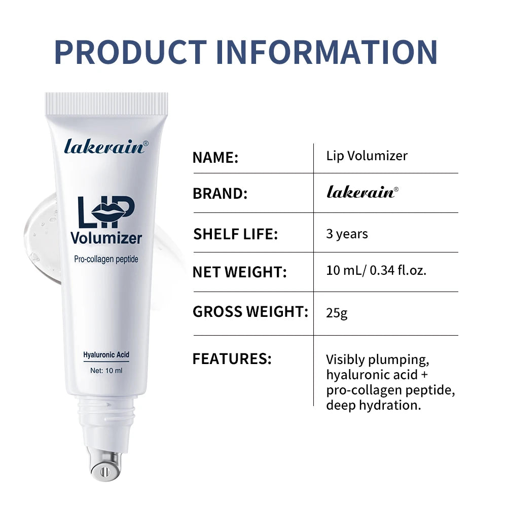 Lakerain Hyaluronic Acid Lip Plumping Oil - Moisturizing Lip Gloss Tint for Lip Care and Smooth Fuller-Looking Lips