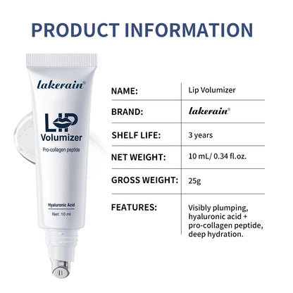 Lakerain Hyaluronic Acid Lip Plumping Oil - Moisturizing Lip Gloss Tint for Lip Care and Smooth Fuller-Looking Lips