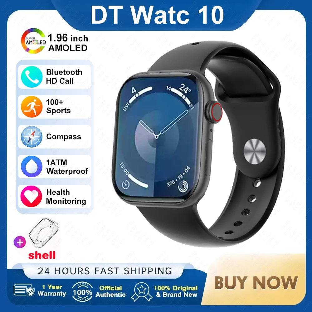 2025 DT 10 Smart Watch – 2.01" AMOLED, 16GB, Music, 3D Surround, BT Call, Waterproof Smartwatch for Men & Women