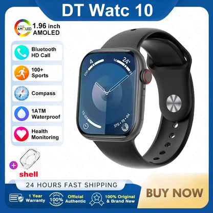 2025 DT 10 Smart Watch – 2.01" AMOLED, 16GB, Music, 3D Surround, BT Call, Waterproof Smartwatch for Men & Women