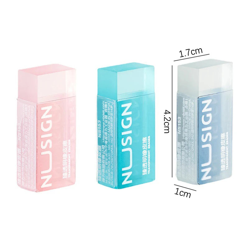 Cute Transparent Soft Eraser Set – Minimalist Solid Color School Erasers for Students & Stationery Supplies