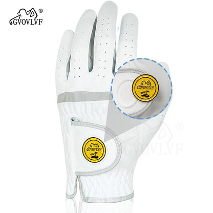 Men's Golf Glove - Breathable Micro Soft Fabric, Comfortable Fit with Magnetic Marker & Replaceable Design for Golfers
