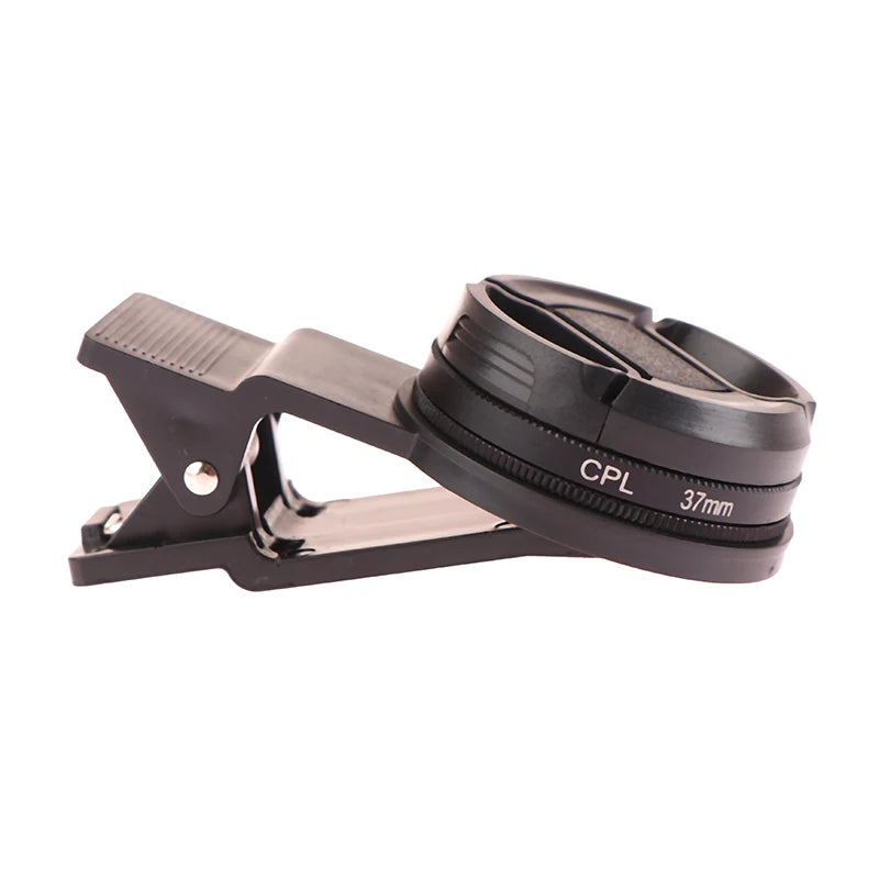 37/52MM CPL Circular Polarizer Filter — Universal Black Camera & Phone Clip-On Lens Accessory for Wide-Angle Photography