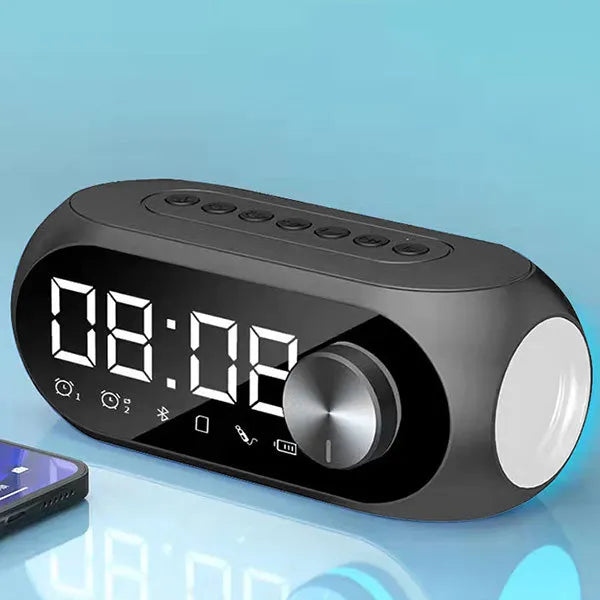 Bluetooth Alarm Clock Speaker - Portable FM Radio Wireless Music Speaker with Subwoofer