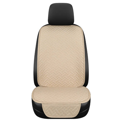Universal Linen Car Seat Cushion - All-Season Woven Pattern Anti-Slip & Wear-Resistant Seat Cover Set