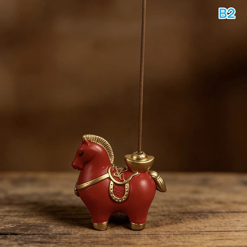 2026 Year of the Horse Incense Burner - Creative Resin & Ceramic Zodiac Incense Stick Holder & Ornament