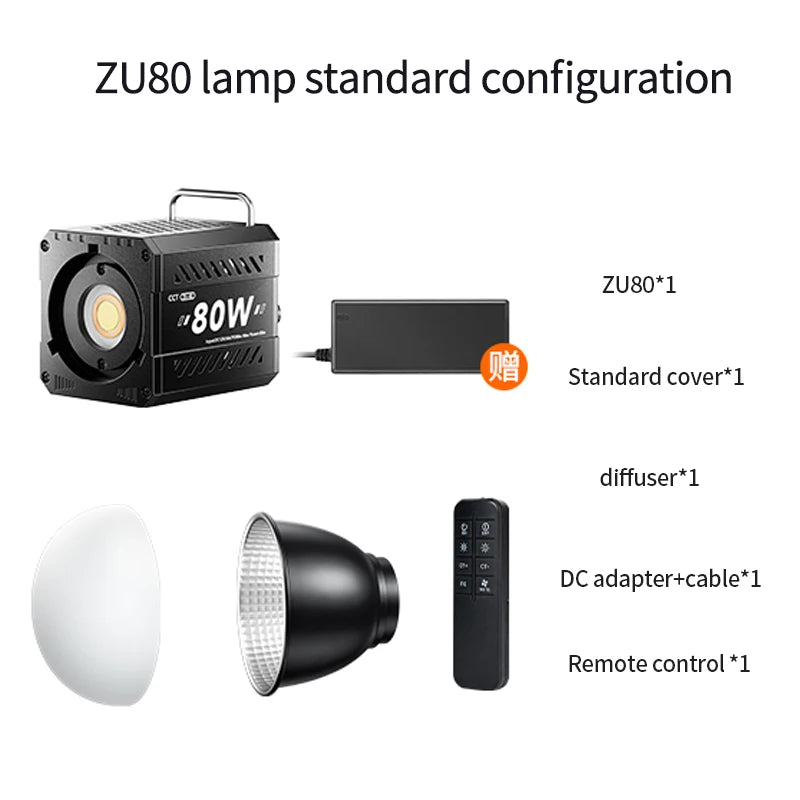 80W Dual Color Temperature COB Photography Light - Professional LED Video Light, Portable Handheld Fill Light with Mini Bowens