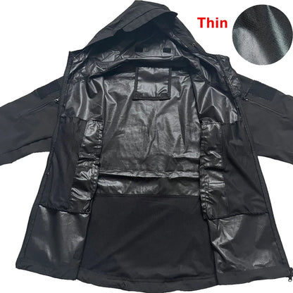 Military Shark Skin Soft Shell Jacket for Men - Tactical Windproof & Waterproof Army Combat Bomber Coat with Hood