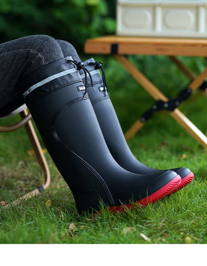 Men’s & Women’s High-End Rain Boots – Waterproof, Non-Slip Short & Mid-Calf Rubber Boots with Drawstring