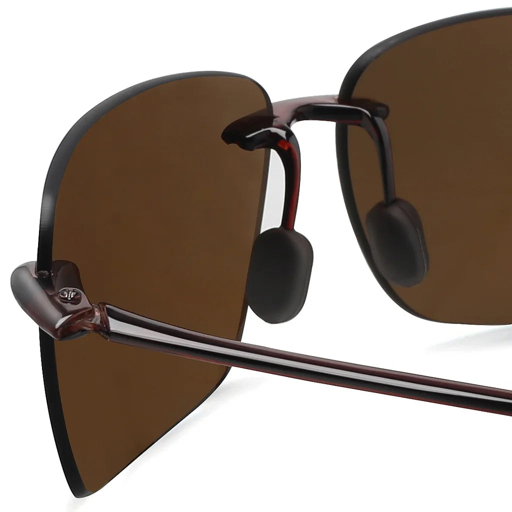 MAXJULI The Matrix Classic Polarized Sports Rimless Sunglasses – Ultralight Rectangle Frame for Men, Driving, UV400 Protection, Model MJ8009