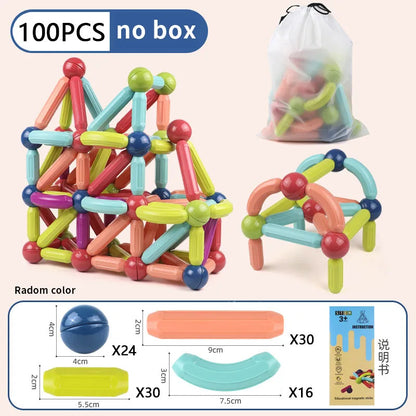 Magnetic Building Blocks Set – Montessori Educational Stick & Rod Constructor Toys for Kids Boys & Girls
