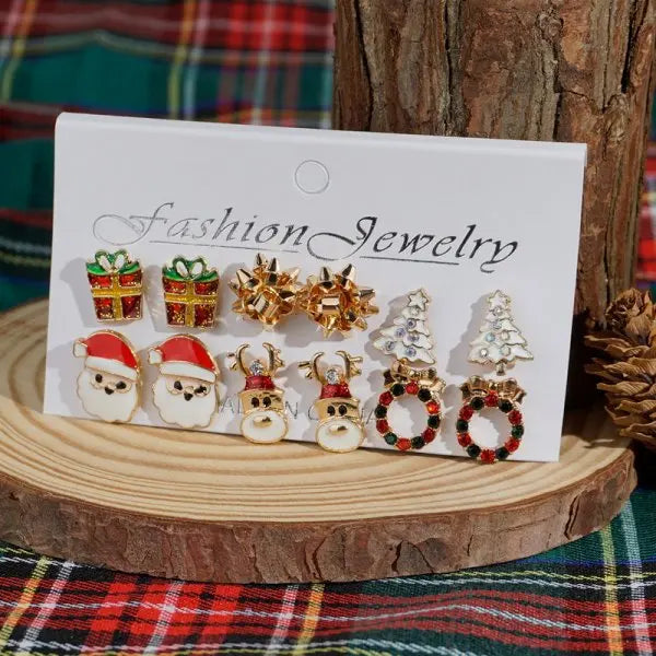 12/20 Pairs Christmas Earrings Set – Shiny Crystal Snowflake, Elk, Bowknot & Xmas Tree Studs for Women, Holiday & New Year Gifts