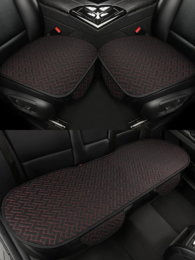 Universal Linen Car Seat Cushion - All-Season Driver Seat Cover with Small Waist Support