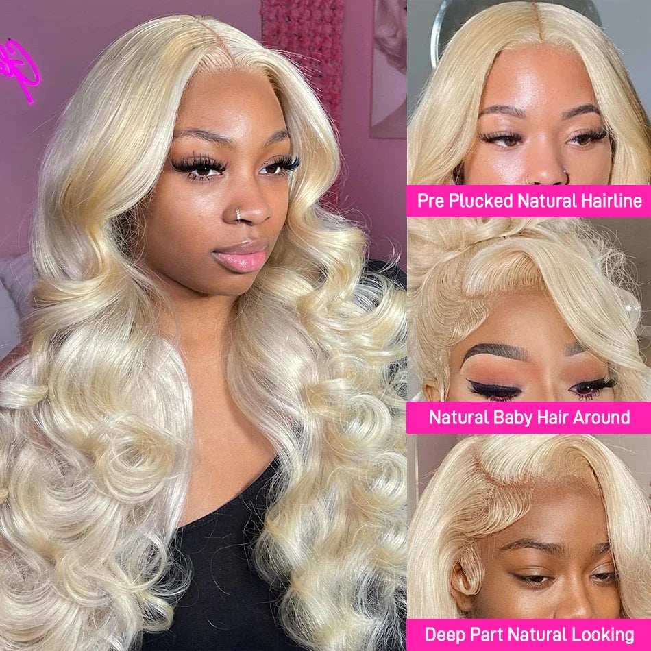 13x6 HD Lace Frontal Wig – 13x4 Transparent 613 Blonde Body Wave Human Hair Wig, 250 Density