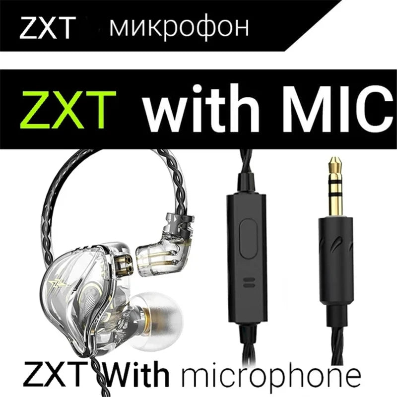 QKZ AK3 Wired Earphones - HiFi Bass Headphones with Microphone for Gaming, Sports & Music