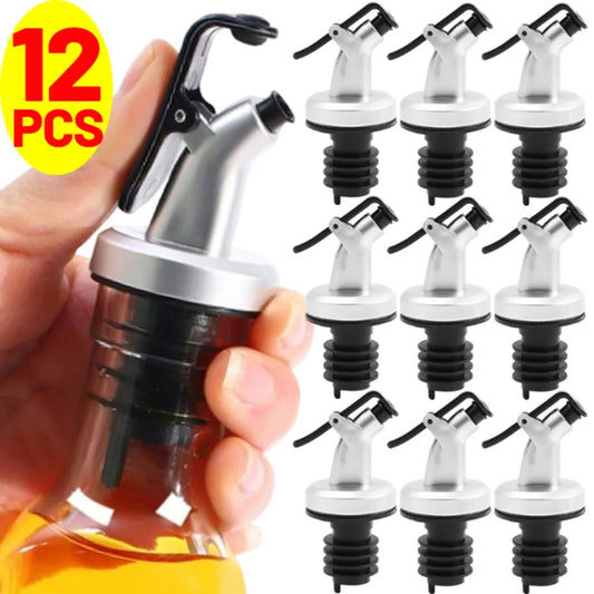 Leak-Proof Oil Bottle Pourer - Food Grade Stopper Spout Dispenser for Oil, Wine, Liquor & Sauce Bottles