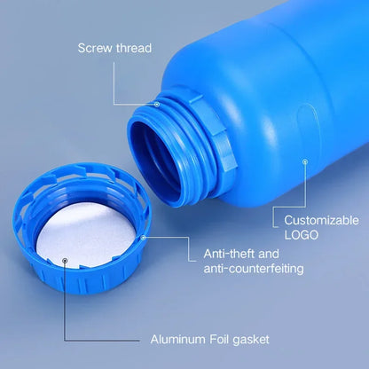 1000mL HDPE Refillable Plastic Bottle with Lid — Food Grade, Leakproof Container for Liquids, Agriculture & Pesticides, 1PCS