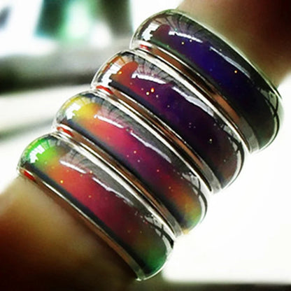 Stainless Steel Mood Ring - Color Changing Emotion Temperature Ring for Women Men Couples Fashion Jewelry