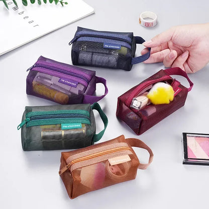 Dark Series Vintage Nylon Mesh Coin Purse – Large Capacity Key, Lipstick, Earphone & Card Organizer Pouch