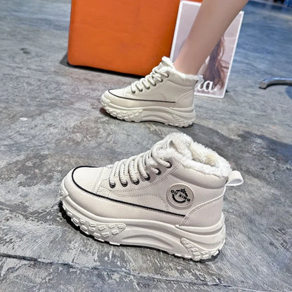 Women's Winter 2023 Flat Boots – Fleece-Lined High-Top Warm Cotton Shoes Hx-Q037