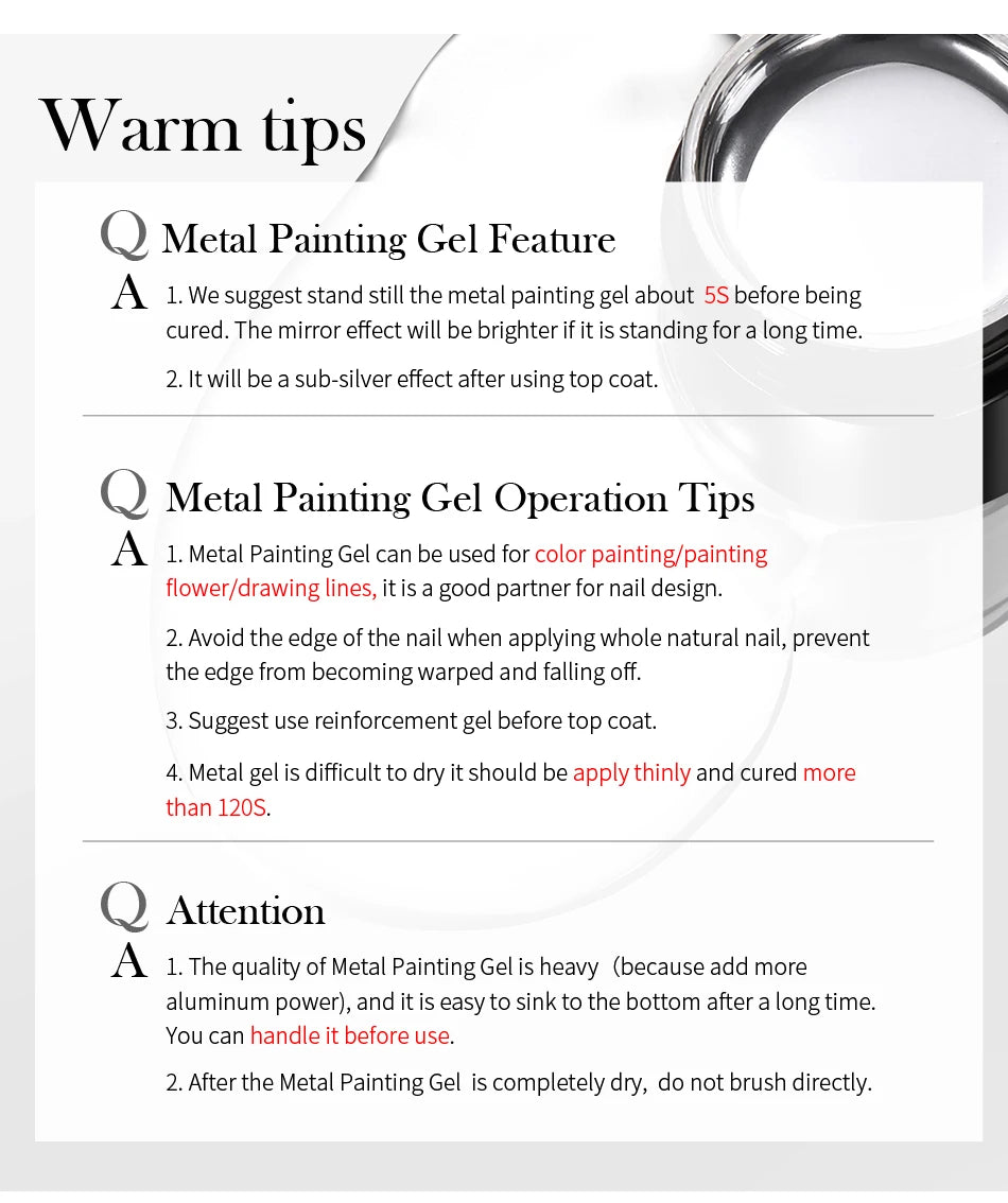 BORN PRETTY 5ML Super Silver Metallic Gel Nail Polish - Mirror Chrome Effect, Semi-Permanent Metal Painting Gel for DIY Nails