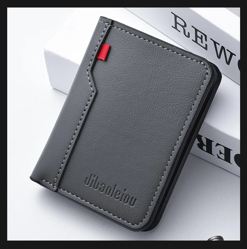 Ultra-Thin Mini PU Leather Credit Card Wallet – High-Quality Vertical Men’s Wallet Holder