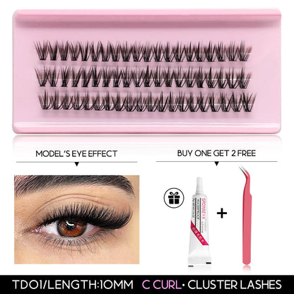 GROINNEYA Eyelash Clusters Kit – DIY Lash Extension with Bond & Seal, Waterproof Strong Hold & Tweezers