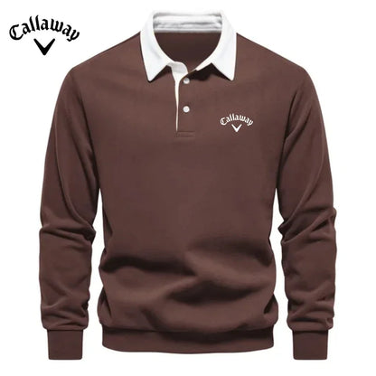 Men's Embroidered Pure Cotton Long-Sleeved Polo Shirt - Fashionable Casual Top for Autumn & Winter