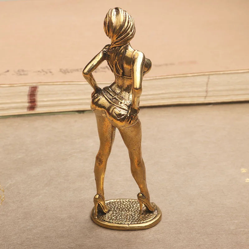 Solid Copper Bikini Woman Figurine Statue – Sexy Beauty Model Collectible Ornament Gift for Men & Home Decor Display