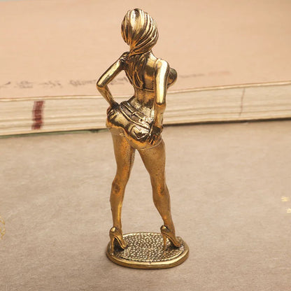 Solid Copper Bikini Woman Figurine Statue – Sexy Beauty Model Collectible Ornament Gift for Men & Home Decor Display