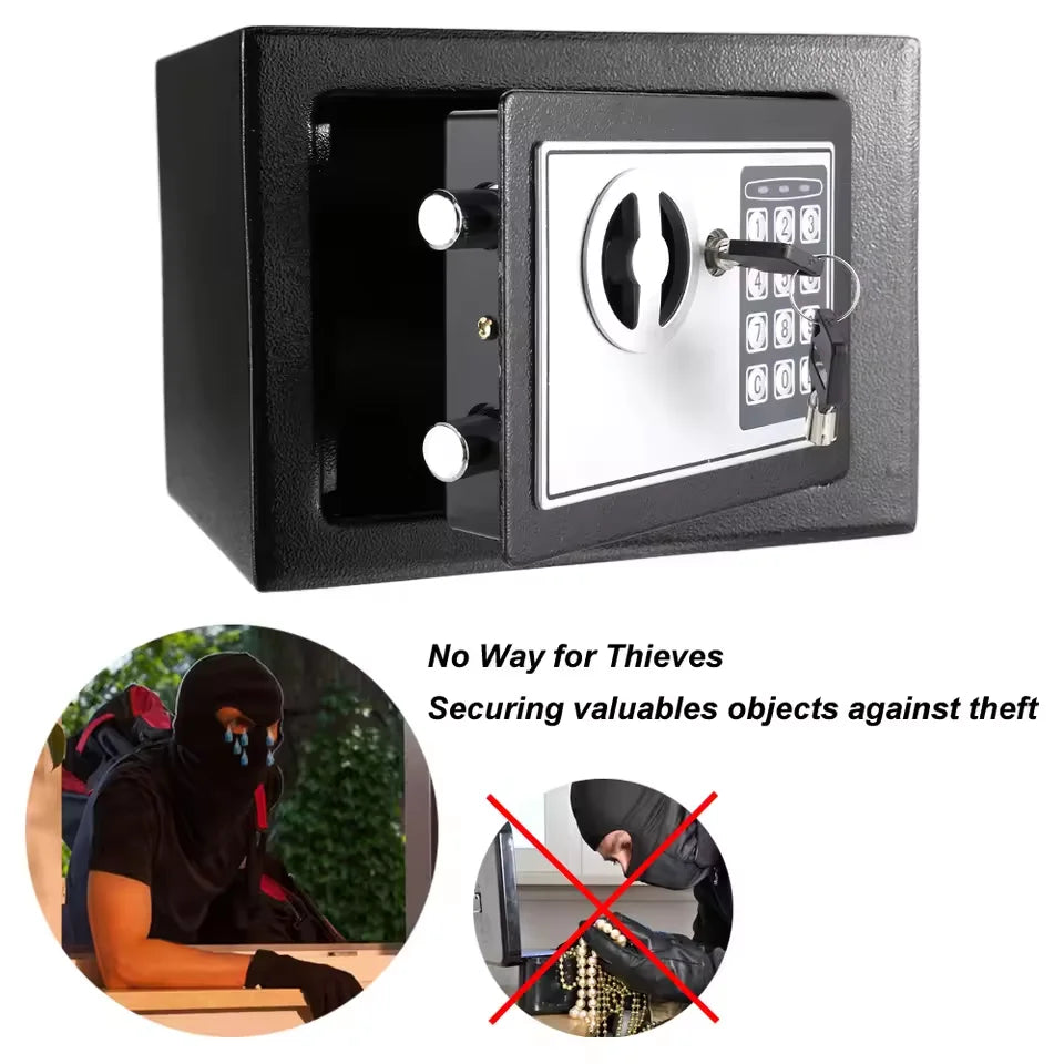 2025 Electronic Digital Keypad Safe — All-Steel Security Box for Home & Office with Password and Key Unlock