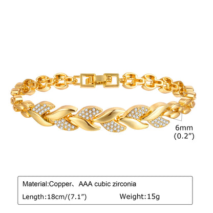 14K Gold Plated Paperclip Chain Bracelet with Cubic Zirconia Chunky Adjustable Link Jewelry for Women
