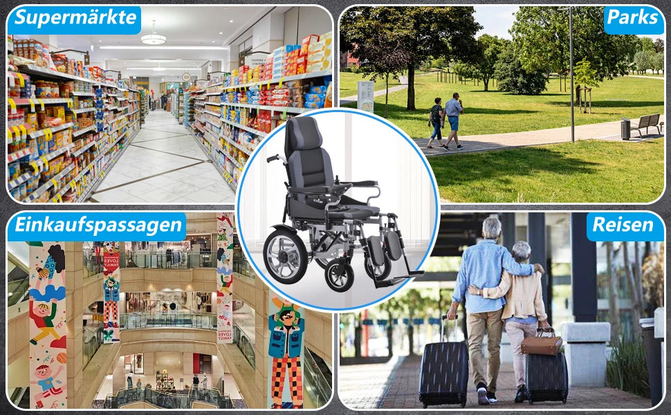 Electric Wheelchair for Adults — Folding Power Wheelchair with Large Support, Lightweight & Portable for Seniors
