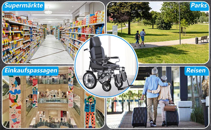 Electric Wheelchair for Adults — Folding Power Wheelchair with Large Support, Lightweight & Portable for Seniors