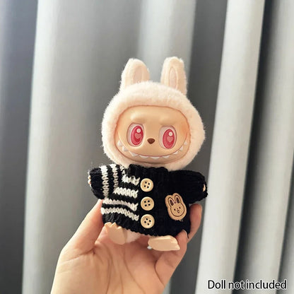Labubu Doll Clothes Outfit (15-17cm) – Sitting Party Bear Accessories with Scarf, Hat & Bag