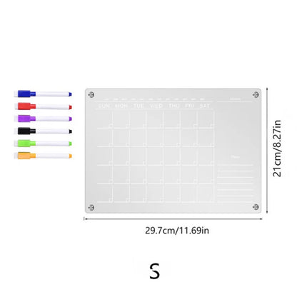Reusable Magnetic Dry Erase Fridge Calendar Board - Transparent Acrylic Fridge Magnet Sticker Planner for Schedules, Messages, and Menus