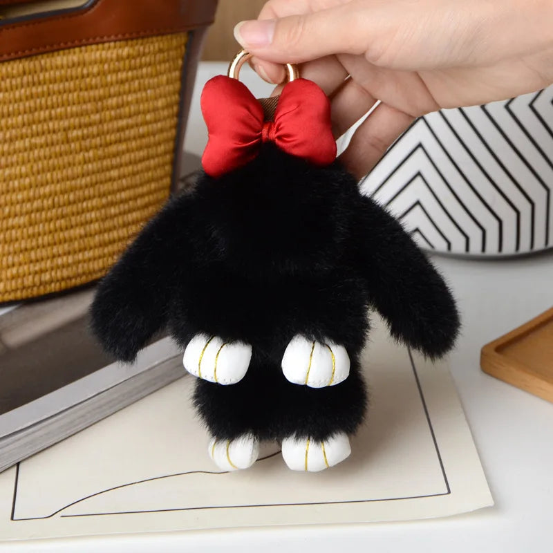 ZAKOL 15cm Fluffy Bunny Pom Pom Keychain - Soft Rabbit Bag Charm & Cute Accessory Gift