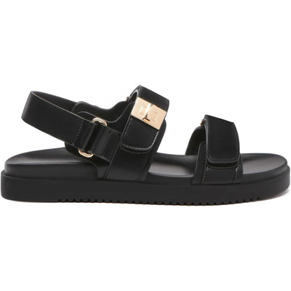 Women’s Flat Leather Sandals – Adjustable Double Strap Slip-On Comfort Footbed Shoes