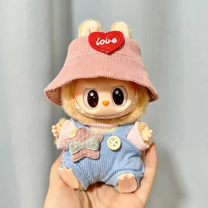 17cm Mini Plush Doll Clothes — Kpop EXO Labubu I & II Idol Doll Outfit Set, Overalls for Sitting & Party, Doll Accessories Gift