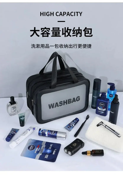 2025 Portable Travel Bag – Dual Transparent Dry & Wet Separation PU Cosmetic Pouch for Fitness and Swimming Essentials