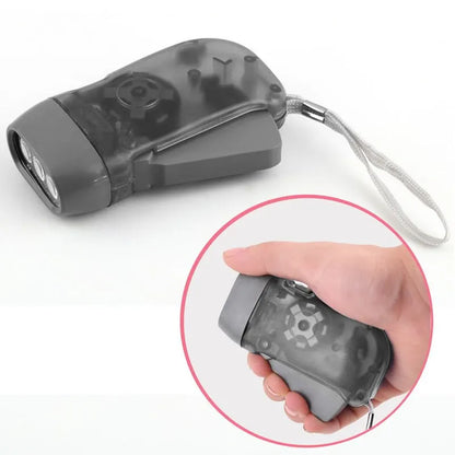3 LED Hand Press Dynamo Crank Flashlight - Wind-Up Torch Light & Camping Lamp for Outdoor & Home Use