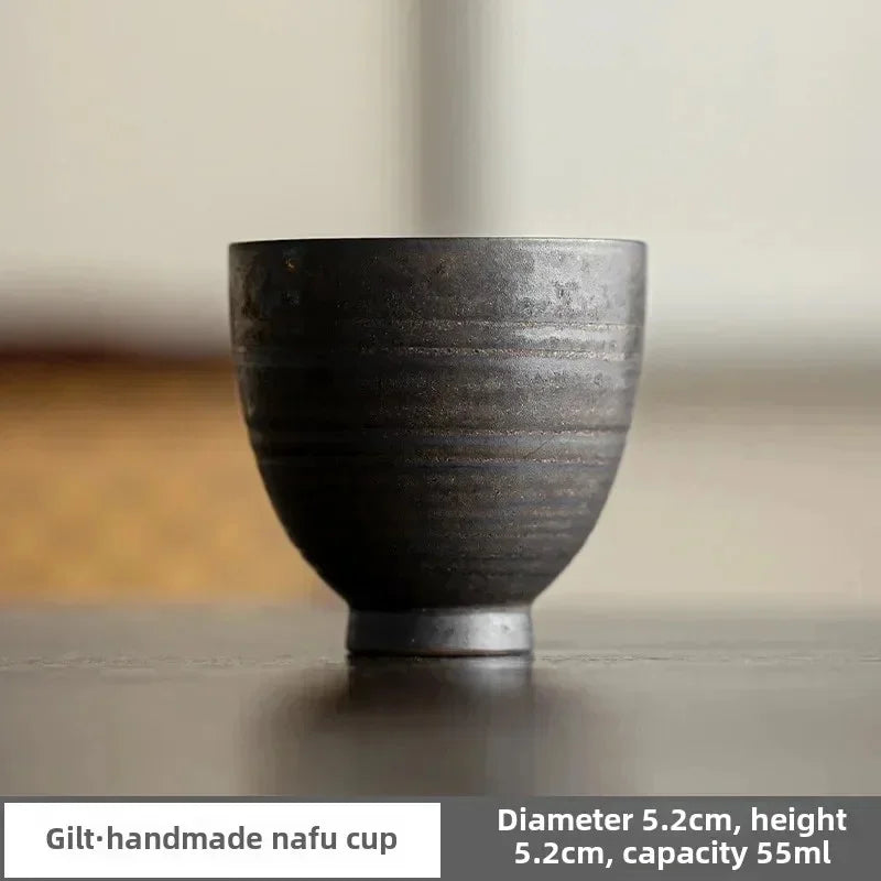 Japanese Handmade Stoneware Tea Cup – Small Kung Fu Single Teacup Vintage Style