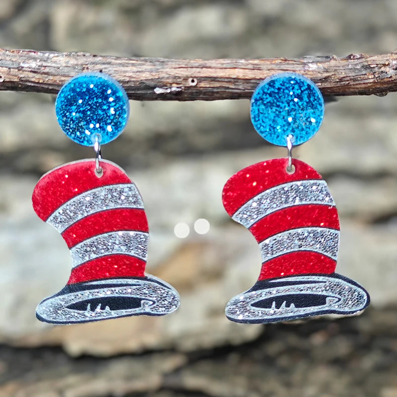 Teacher’s Day Acrylic Earrings - Cute Cat Dog Books Design Jewelry Gift for Teachers and Students