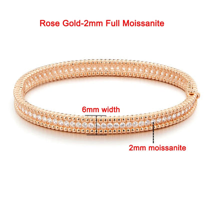 2mm Full Moissanite Bracelet – GRA Certified, 925 Sterling Silver, 18K Gold Plated Luxury Bangle for Women