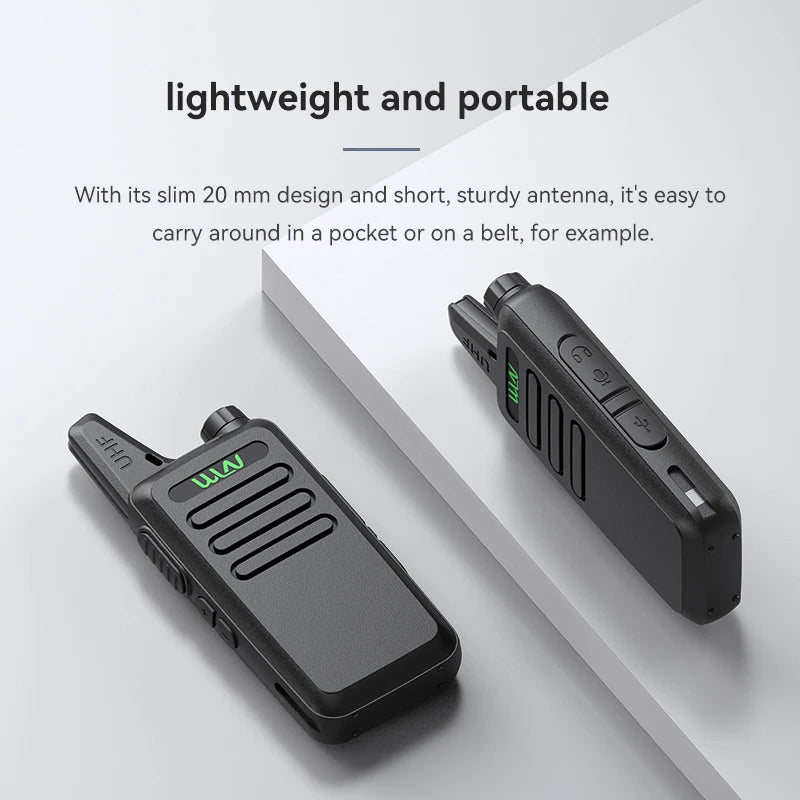 WLN KD-C1 Mini Walkie Talkie Set – 2PCS UHF 400–470MHz Two Way Radio with USB Charger, 16CH Long Range Portable Transceiver for Kids & Outdoor Use