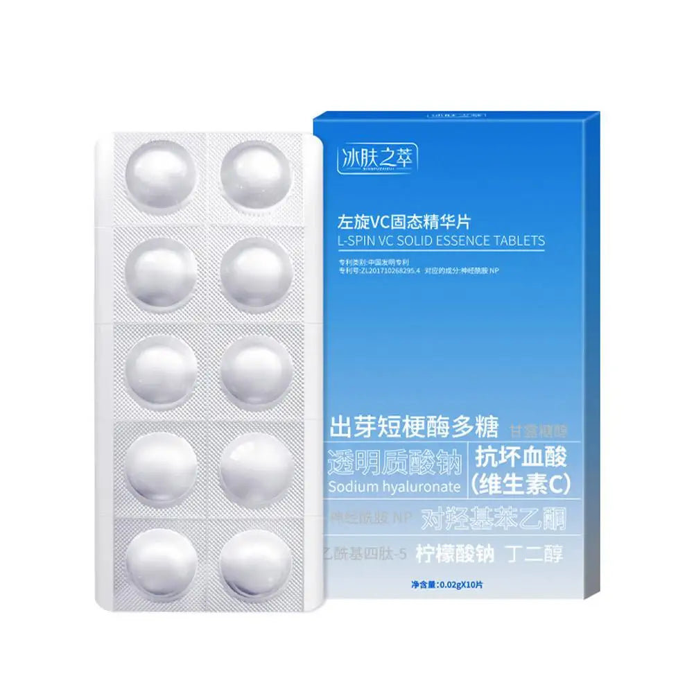 Vitamin C Solid Essence Tablets - Anti-Aging, Pore-Refining, Moisturizing & Brightening Freeze-Dried Skincare Kit
