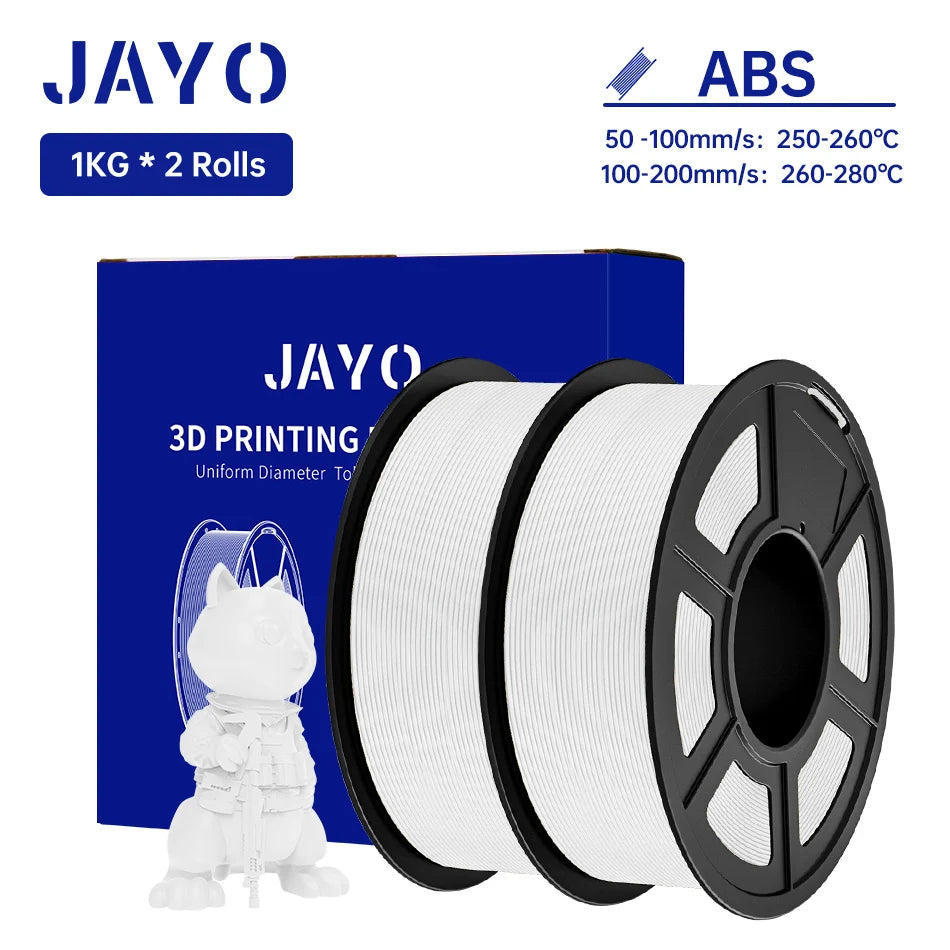 JAYO ABS 3D Printer Filament 1.75mm – High Toughness 1KG/Roll, Available in 1/2/3/5/10 Rolls