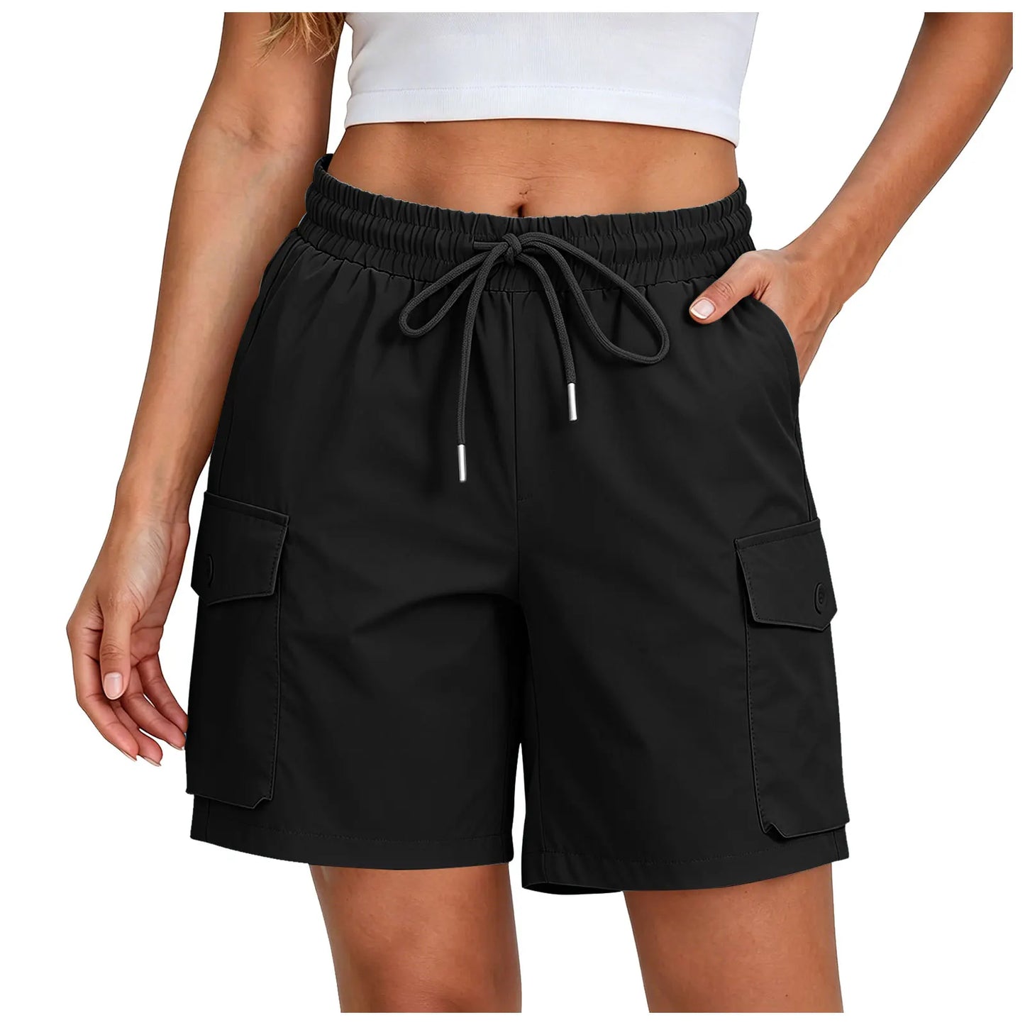 Women’s Summer Hiking Shorts - Lightweight Breathable High-Waist Multi-Pocket Cargo Shorts for Outdoor, Work & Streetwear