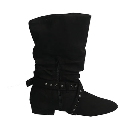 Wedopus Women’s Customized Heel Western Dance Boots – Black Suede Cowboy Shoes for Urban Dancing