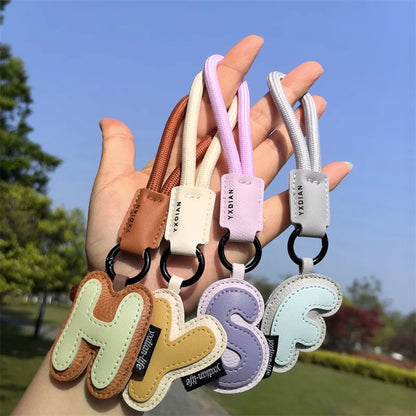 A-Z Leather Initial Keychain - Braided Wristband Pendant for Men & Women, Car, Bag & Phone Case Charm